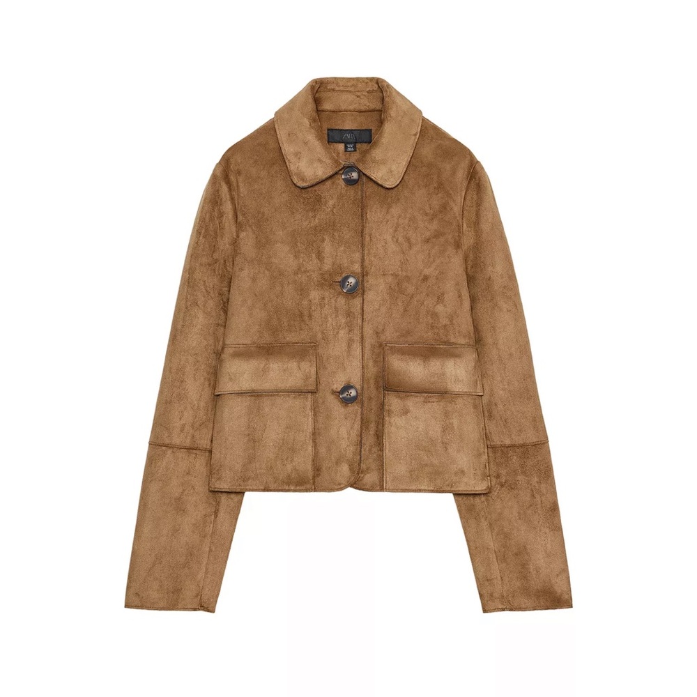 Zara cropped faux suede jacket